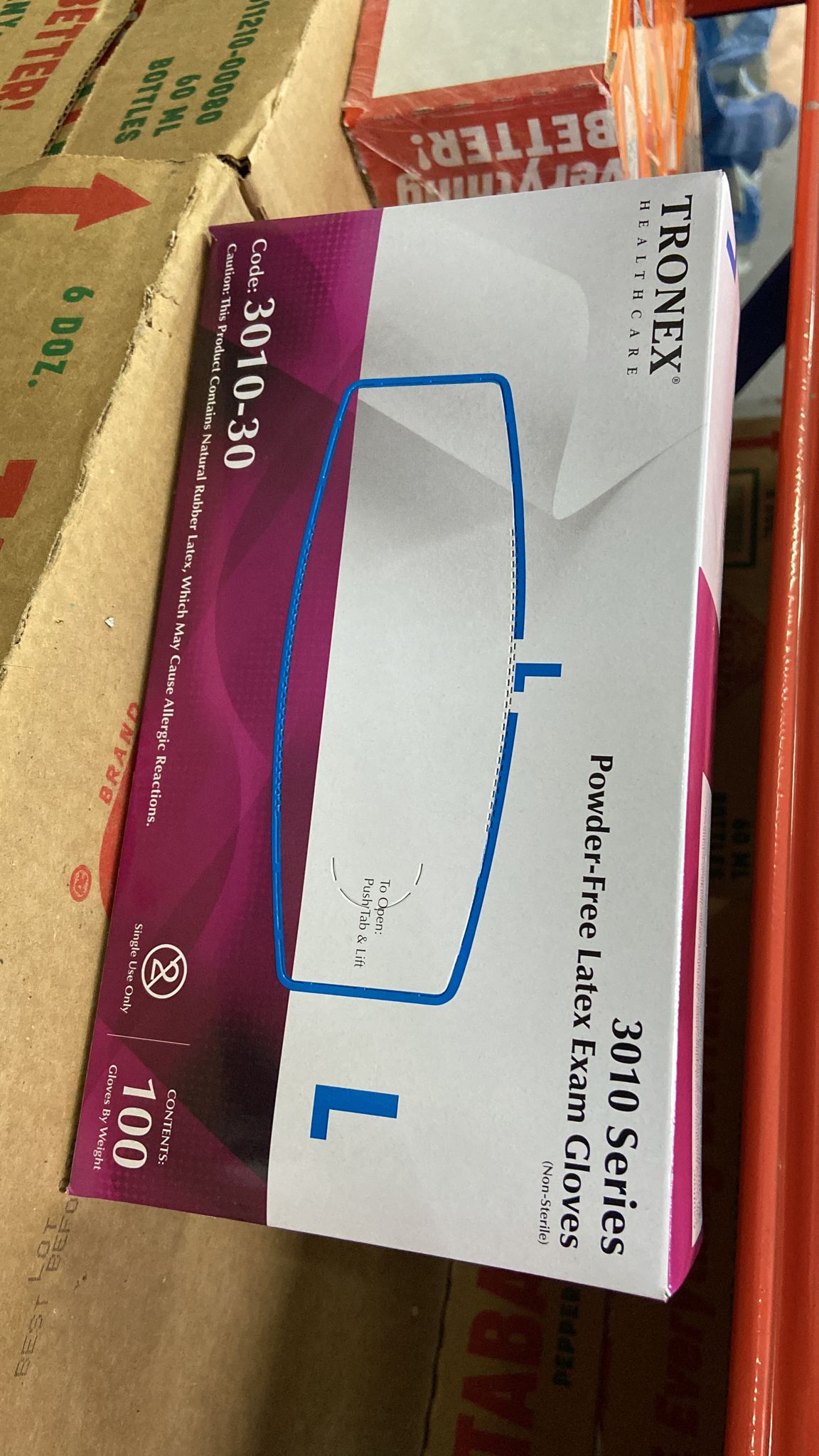 Tronex(無粉)乳白膠手套(中)